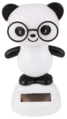 Produktbild von Armaturenbrett Wackelfigur Panda weiß schwarz Bärchen mit Brille Solarfigur