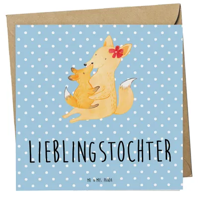 Produktbild von Mr. & Mrs. Panda Glückwunschkarte Fuchs Mama - Blau Pastell - Geschenk, Mutter, Schoß, faltkarte, Umarmen, Klappkarte, Grußkarte, anlasskarte, doppelkarte, Muttertag