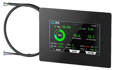 Obrázek produktu pro Systém řízení baterie, dotykový LCD displej, ochrana proti přebití, JK-LCD43-TTL-P