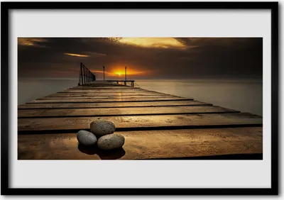 Produktbild von Bild 70x50 MDF-Rahmen Wandkunst Meerpier Sunset