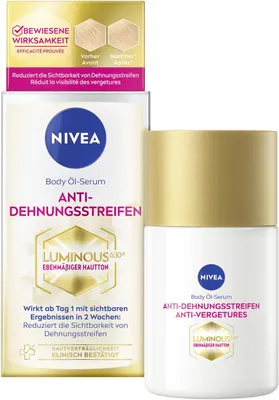 Obrázek produktu pro NIVEA Luminous 630 Body Oil-Serum, Olej, Ženy, Proti striím, Hydratující, Vyhlazující, Univerzální pleť, 100 ml, Láhev