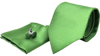 Productafbeelding van Accessoires voor kostuums | Das + Zakdoek + Manchetknopen - Groen