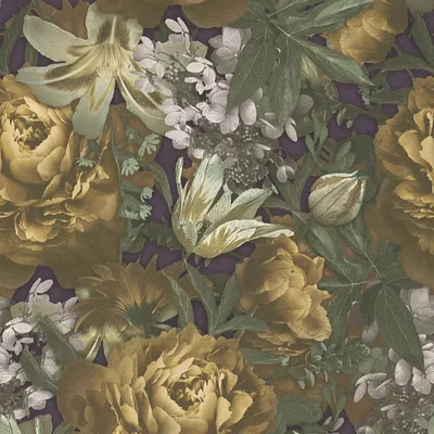 Produktbild von Profhome 385092-GU Blumen Tapete Floral matt gelb grün violett 5,33 m2