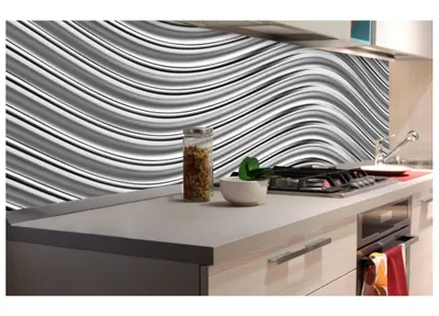 Produktbild von Küchenrückwand Folie selbstklebend SILBERNES WOGEN 180 x 60 cm - Klebefolie - Dekofolie - Spritzschutz für Küche -