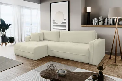 Produktbild von VENASI CLOUD Universell Ecksofa mit Schlaffunktion und Bettkasten Boucle Beige Schlafsofa Eckcouch Sofa