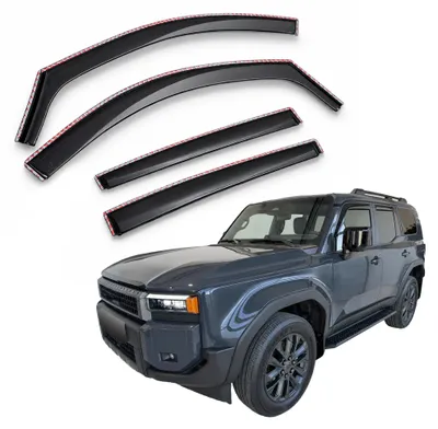 Produktbild von J&J AUTOMOTIVE | GP Windabweiser Für Toyota Land Cruiser J250 Ab 2023 4tlg, GP Regenabweiser, Schwarz, Getönt, Aerodynamisch, Einfache Montage, Befeistigung mit Clips
