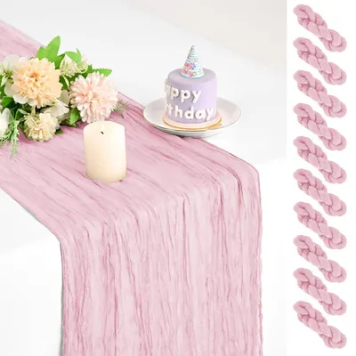 Produktbild von Käsetuch Tischläufer Hellrosa 10er-Pack 45x275 cm Boho Gaze für Hochzeiten & Feiern