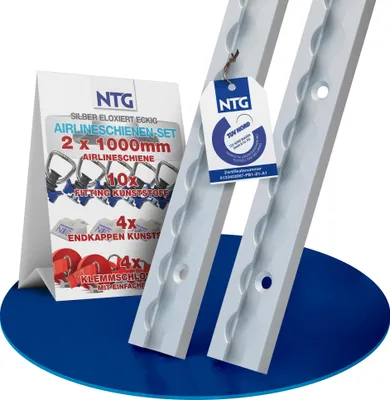 Produktbild von Airlineschiene Zurrschiene 2 x 1 m 1 Meter eckig m. Bohrungen, kpl. Set