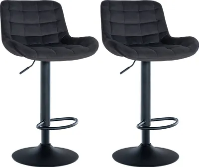 Produktbild von CLP 2er Set Barhocker Tover 360° drehbar und in der Höhe verstellbar schwarz Material Samt