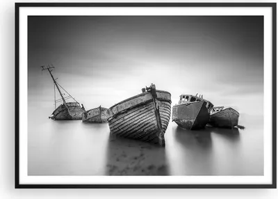 Produktbild von Gerahmtes Poster - Schwarzer Rahmen - £ódŸ Wrack Schiff - 100x70 cm - Wand Bild - Wanddeko - Wandbilder - Kunstposter - Wandposter - Bilderrahmen - Bilder - Kunstdruck - P2BAA100x70-4999