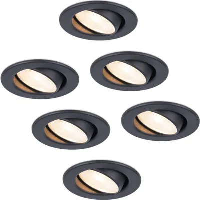 Produktbild von hoftronic 6x LED Einbaustrahler Malta 5W 2700K IP44 Schwarz Dimmbar Schwenkbar