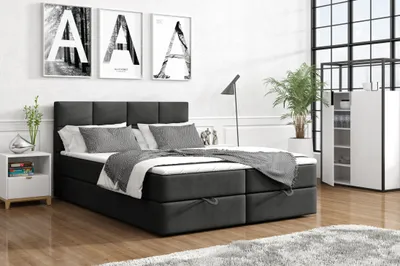 Produktbild von VELAR Boxspringbett mit bettkasten "OSLO", 180 cm, Dunkelgrau
