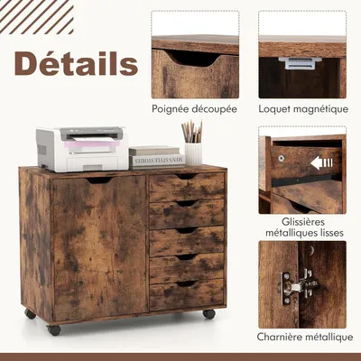 Image de Meuble de rangement pour imprimante - Meuble de bureau - Rangement - Table pour imprimante - Meuble de rangement - Mobile sur roulettes