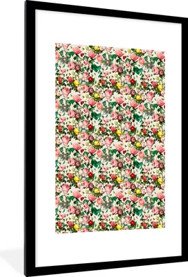Produktbild von MuchoWow® MuchoWow® Gerahmtes Poster Blumen - Collage - Farben 60x90 cm - Poster mit zchwarzem Bilderrahmen - Dekoration - Wandposter Wohnzimmer - Hochwertig