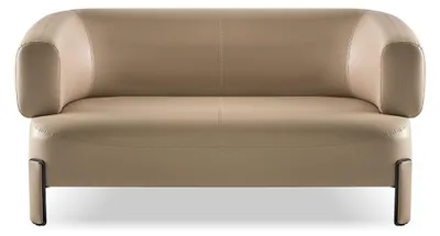 Produktbild von Sofa Beige Leder Abgerundete Formen Modern Minimalistisch