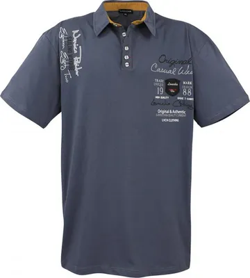 Productafbeelding van Overgroot, trendy polo-shirt met korte mouwen, merk LAVECCHIA, kleur antraciet, maat 3XL