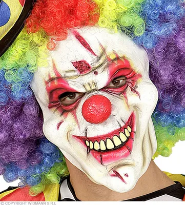 Produktbild von Clownmaske aus Latex, rot-weiß, Halbmaske für Erwachsene, Einheitsgröße, mit Gummiband