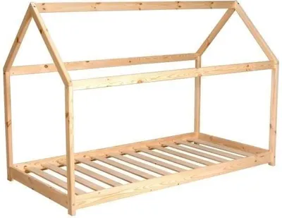 Produktbild von Hausbett PANDA mit Lattenrost / Kinderbett 90x190 cm - Naturfarben
