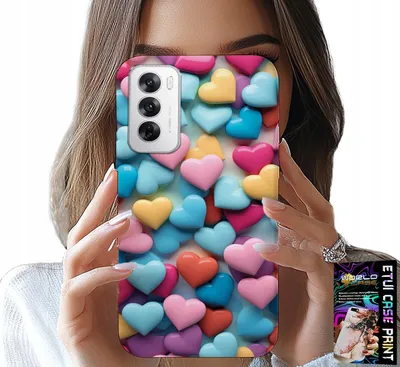Obrázok produktu pre Puzdro pre Oppo Reno12 5G - Farebné srdiečka s možnosťou personalizácie