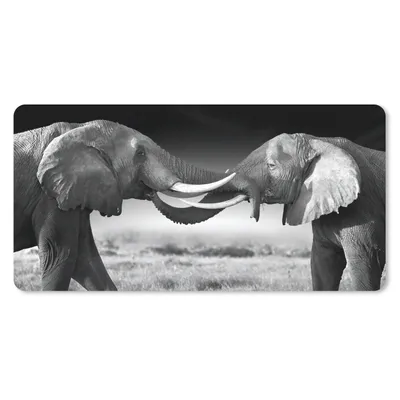 Produktbild von MuchoWow® Mauspad Mousepad Elefant - Tiere - Schwarz und weiß - Porträt - Landschaft 60x30 cm - Mousepads - Maus Mat - Pad - Mausunterlage - Nachhaltig