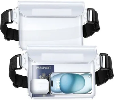 Produktbild von Famanu Universelle wasserdichte Hüfttasche - transparente Bauchtasche mit verstellbarem Riemen - ideal für Strand, Schwimmen, Bootfahren und