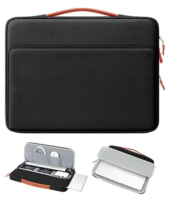 Zdjęcie produktu dla Torba na laptopa biznesowego 14 cali, materiał Oxford, wodoodporna, odporna na uderzenia, pojemna, z wieloma kieszeniami, torba ręczna, ultralekka, organizer, czarna