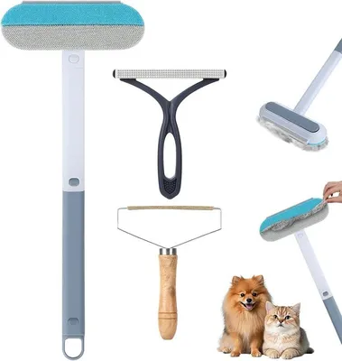 Produktbild von PolkaHome® 3-teiliges Tierhaar-Entferner-Set, Fusselroller, Katzenhaar-Entferner, Kleiderbürste, Polsterbürste, Möbelreiniger