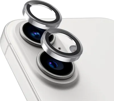 Close-up of protective rings for a smartphone camera.