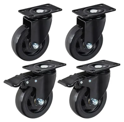 Obrázek produktu pro GEKO Sada 4 otočných koleček 100 mm, 120 kg, 2 kolečka s brzdou G71550