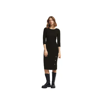 Produktbild von Comma Casual Identity Damen Geripptes Midikleid mit Zierknöpfen Black 34