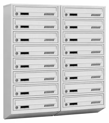 Immagine prodotto di Cassette postale condominiale GDS grigio RAL 7035, 16 scomparti, profondità 20 cm, cassette postali da parete per condominio