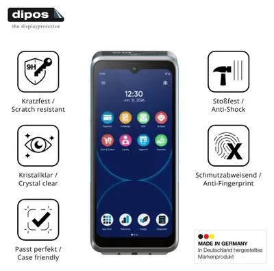 Produktbild von 2x Schutzfolie für Ingenico Axium DX8 - Anti-Shock 9H Folie dipos Glass Kunststoffglas