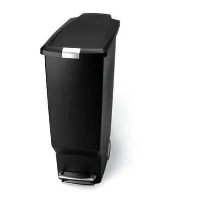 Produktbild von simplehuman 40 Liter schmaler Treteimer, schwarzer Kunststoff - 16,5x16,5x28 cm; CW1361