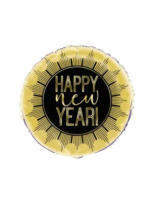 Produktbild von 18"/Ø45cm Folienballon "Happy New Year" | Schwarz/Gold