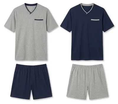 Produktbild von LE JOGGER Pyjama 4 -teilig marine, grau-meliert Größe 48/50, KI-generiertes Bild