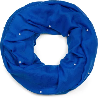 Produktbild von styleBREAKER Damen Loop Schal mit Perlen Applikation, Unifarben, Leichter Schlauchschal Einfarbig, Tuch 01016168