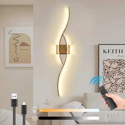 Produktbild von LED Wandleuchte Innen Modern Dimmbar 3 Farbtemperaturen Wiederaufladbar Wandlampe mit Fernbedienung