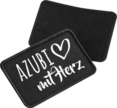 Produktbild von Huuraa Patch Azubi mit Herz Black 10 x 6,5cm Baumwolle Klettpatch für Mütze Geschenkidee