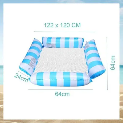 Produktbild von Famanu Aufblasbare Pool-Hängematte für Kinder und Erwachsene - Blau Weiß