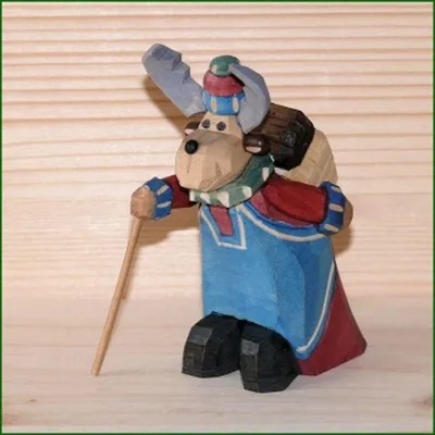 Productafbeelding van Houten elkenbeeldje, handgesneden van hout, hoogte 9 cm, nieuw