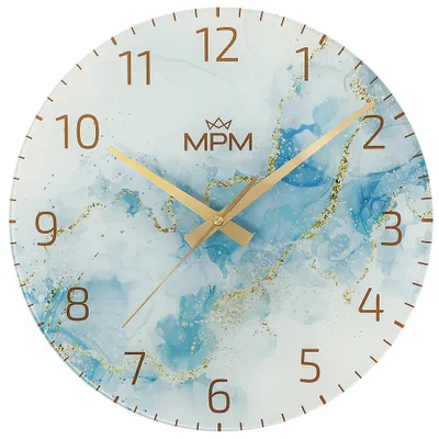 Produktbild von MPM-Quality Wanduhr Onyx Glas Ø 300 mm lautloses Quarzuhrwerk