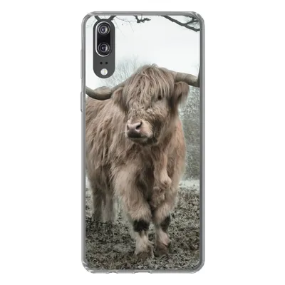 Produktbild von MuchoWow® Handyhülle Schutzhülle Hülle für Huawei P20 Schottische Highlander - Natur - Herbst - Tiere - Wildtiere - Wald Silikon Softcase Handy Hülle - Hardcover
