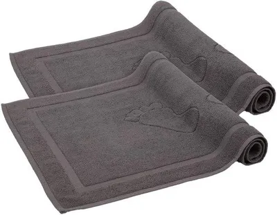 Produktbild von Unyqoos® Anthrazit Badematten 2er-Set – 100% Baumwolle, saugfähig & schnelltrocknend, 50 x 80 cm