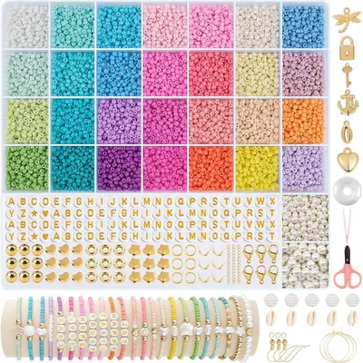 Productafbeelding van Set van 12.000 parels voor armbanden, 3 mm, macarons, mat glas, kleurrijk, DIY-set voor het maken van sieraden