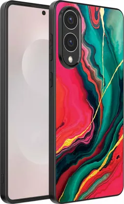 Produktbild von Geeignet für Samsung Galaxy S25 Edge Telefon Fall mit roten grünen Marmor Print - TPU Backcover Fall rot grün Marmor Design - Smartphonica