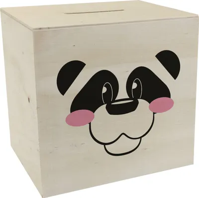 Produktbild von Spardose aus Holz mit niedlichem Panda-Gesicht - für kleine Kinder