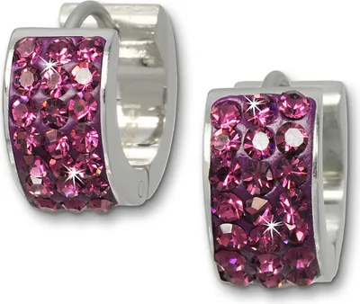 Produktbild von Amello Ohrringe Edelstahl Creolen Damen Zirkonia silber pink D2ESOS01F