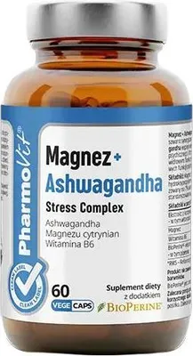 MAGNEZ + ASHWAGANDHA STRESS COMPLEX BEZGLUTENOWE 60 KAPSUŁEK - PHARMOVIT (CLEAN LABEL)