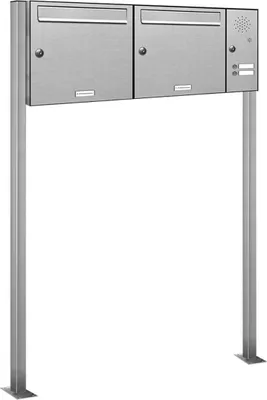 Produktbild von 2er V2A Edelstahl Briefkasten Standanlage Freistehend mit Klingel
