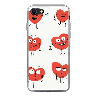 Produktbild von MuchoWow® Handyhülle Schutzhülle Hülle für iPhone 8 Eine Illustration von neun Herzen mit Emotionen Silikon Softcase Handy Hülle - Schutzhaube
